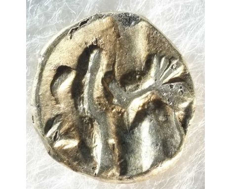 Celtic, Gallo-Belgic gold quarter-stater Celtic, Gallo-Belgic gold quarter-stater, 0.99 grams, 11.1 mm, series D, 'Boat Tree'