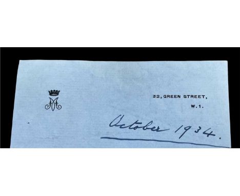 ROYAL INTEREST: A LETTER FROM MARY, PRINCESS ROYAL, 1934 ROYAL INTEREST: A LETTER FROM MARY, PRINCESS ROYAL, 1934, to Mr Even