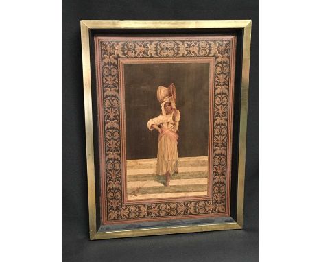 A 19TH CENTURY SORRENTO WARE PANEL A 19TH CENTURY SORRENTO WARE PANEL, indistinctly signed, framed. Overall 41cm by 31cm