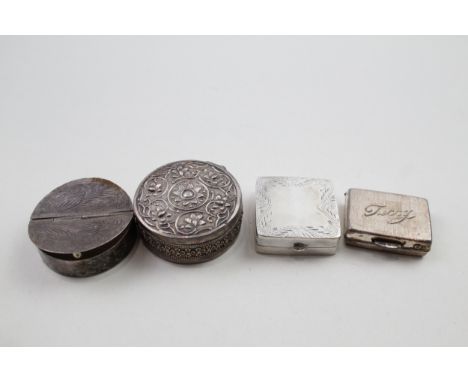 4 x .925 sterling silver pill / trinket boxes 