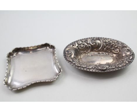 2 x .925 sterling pin / trinket dishes / trays 
