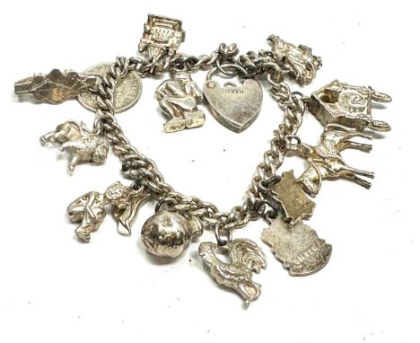 Vintage silver charm bracelet weight 45g 