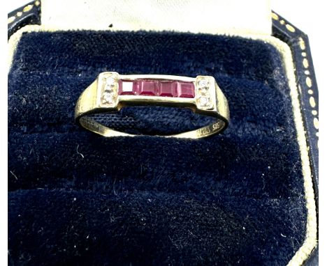 14ct gold ruby &amp; diamond ring weight 1.9g 