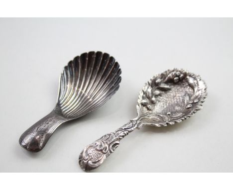 2 x .925 sterling caddy spoons inc gerogian etc 