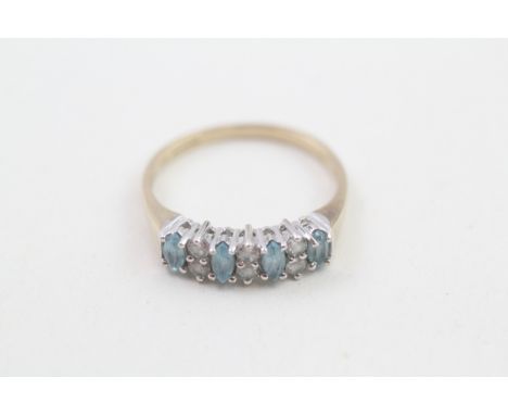 9ct gold topaz and cubic zirconia half eternity dress ring (1.9g) 