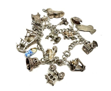Vintage silver charm bracelet weight 51g 