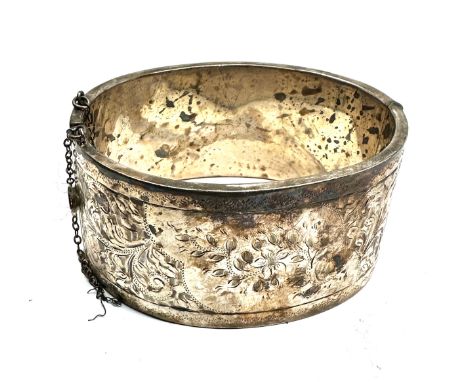 Vintage silver cuff bangle dent to back weight 51g 