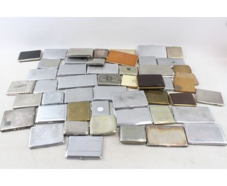 Cigarette Case Job Lot Inc. Vintage Chrome Deco EPNS Leather Brass Antique x 50 