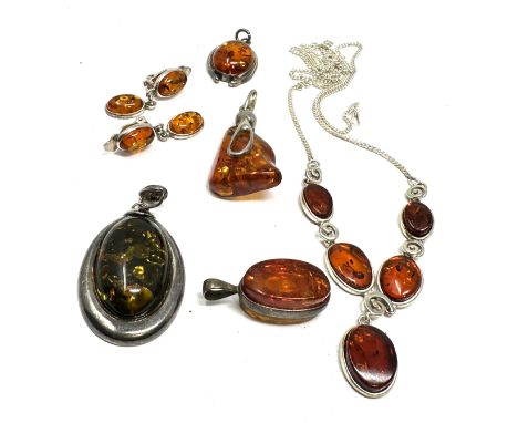 selection of vintage silver &amp; amber jewellery 