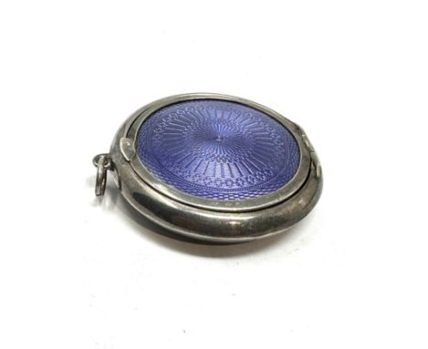antique silver &amp; enamel compact measures approx 5cm dia Birmingham silver hallmarks enamel is in good condition 