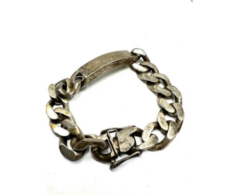 Heavy vintage chunky curb link i.d bracelet engraved mick weight 77g 