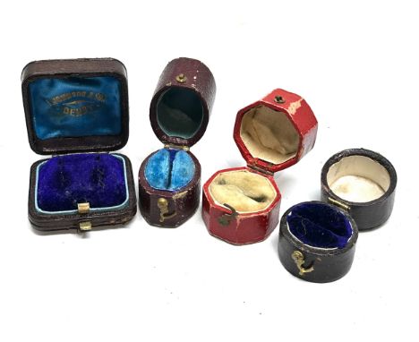 4 Antique jewellery boxes 3 ring boxes and 1 earring box 