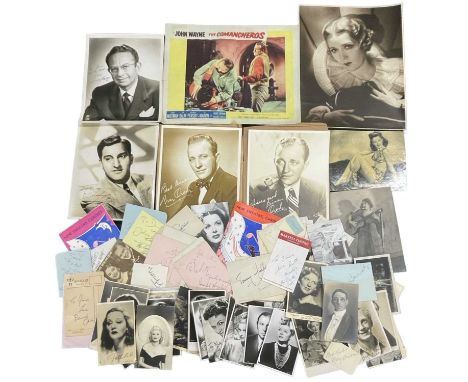 A collection of various vintage signed ephemera (some facsimile), to include: Bing Crosby (F), Mary Pickford etc