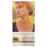 A large double-sided cinema advertising banner for Pride and Prejudice, starring Keira Knightley