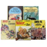 HERGE / GOSCINNY AND UDERZO: 5 TITLES: TINTIN - RED RACKHAM'S TREASURE; TINTIN AUPAYS L'OR NOIR