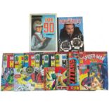 A collection of various 1970s Marvel comic books, together with The Sweeney and Joe 90 hardback