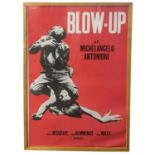 A framed reproduction one sheet poster for Blow Up, starring Vanessa Redgrave and Sarah Miles Framed