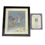 A colour print of Bugs Bunny, signed by Chuck Jones (director of the first feature-length Looney