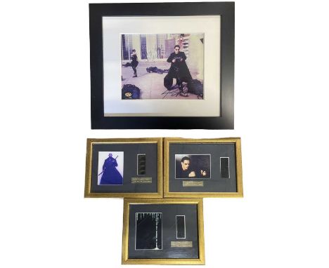 Three Matrix limited edition film cell displays, together with a colour photograph bearing the signatures of Keanu Reeves (Ne