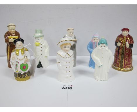 Eight Modern Royal Worcester Porcelain Candle Extinguishers, to include; Monk, Cardinal Wolsey, Mandarin, Toddie, etc, 10-12c