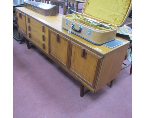 A Vintage Teakwood Sideboard, with three central drawers, flanked by cupboards, 184cm wide.