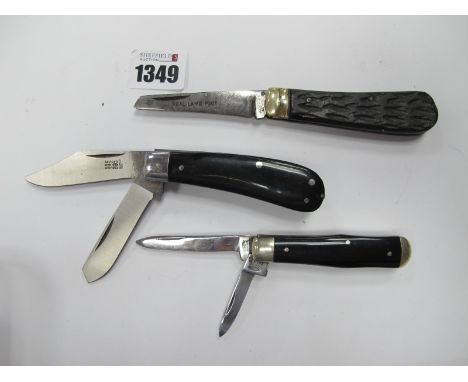 Pocket Knives, Eye Witness two blade, plus tweezers, spike, polished horn scales, metal bolsters 8.5cm closed, Eye Witness, t