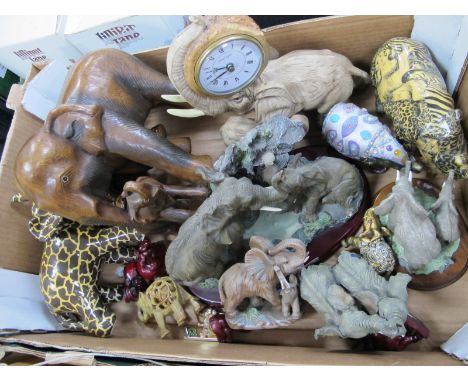 Model Elephants, to include wooden, Leonardo, resin:- One Box.