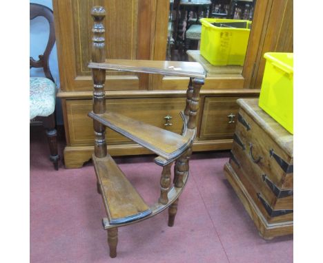 XX Century Stained Mahogany Three Step Library Steps, with turned supports.