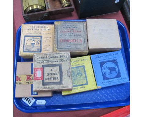 Coloured Lantern Slides Primus Junior Lecturers Series, 'The Elephant's Revenge', 'Robin Hood', 'Never Ride a Strange Horse',