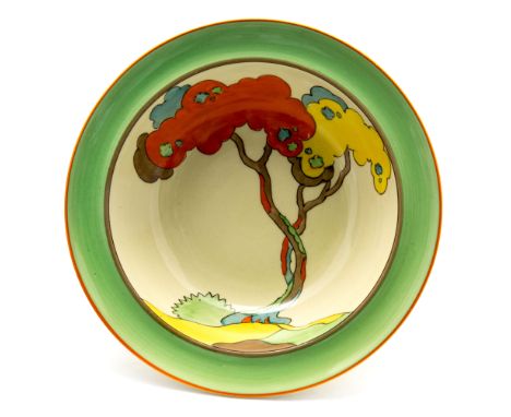 Clarice Cliff for Wilkinson, Bermuda breakfast or fruit bowl, circa 1938, orange and yellow tree design, Clarice marks, 16cm 