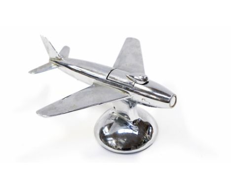 Alfred Dunhill, a novelty chrome table lighter in the form of a fighter plane, 16cm long 