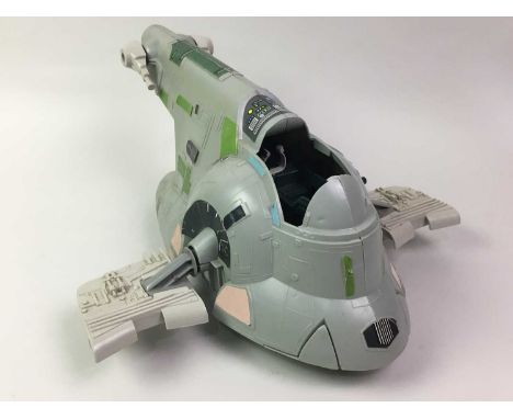 VINTAGE STAR WARS THREE SETS comprising Ewok Combat Glider by Kenner, Imperial Attack Base and Slave I Boba Fett's Spaceship 