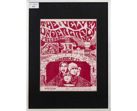 VELVET UNDERGROUND - CONCERT FLYER, AUGUST 11-12 1967, BOSTON TEA PARTY, BOSTON WITH THE FREEBORN art copyright Lightship Pro