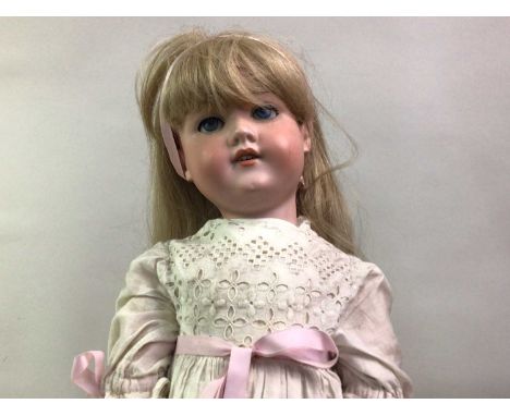 ARMAND MARSEILLE, BISQUE HEAD SOCKET DOLL AND TWO OTHERS late 19th/early 20th century, open/close glass eyes, open mouth with