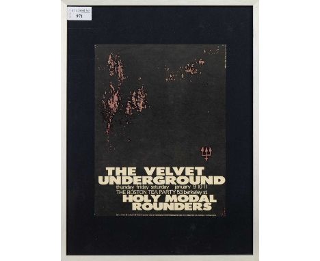 VELVET UNDERGROUND - CONCERT FLYER, JANUARY 9-11 1969, BOSTON TEA PARTY, BOSTON WITH HOLY MODAL ROUNDERS art by David Lang, f