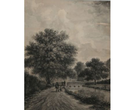 R WITHERSPOON, SIGNED LOWER RIGHT, PAIR OF MONOTONE WATERCOLOURS, Rural Landscapes, 20" x 14" (2) 
