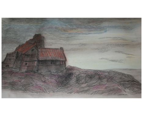 ED SMITH, (1923-1988, AMERICAN), SIGNED AND DATED 66, PORTFOLIO OF FIVE CONTEMPORARY PAINTINGS ON PAPER TWO IN CHARCOAL AND C