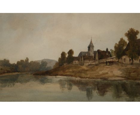 R H GOWLAN, SIGNED, WATERCOLOUR, Continental River Landscape, 8" x 12"  