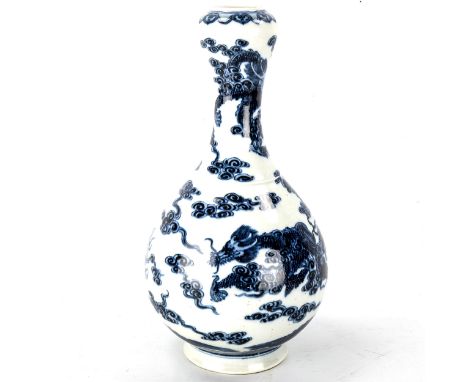 A Chinese blue and white porcelain garlic-neck vase, painted seal mark, height 28cm 