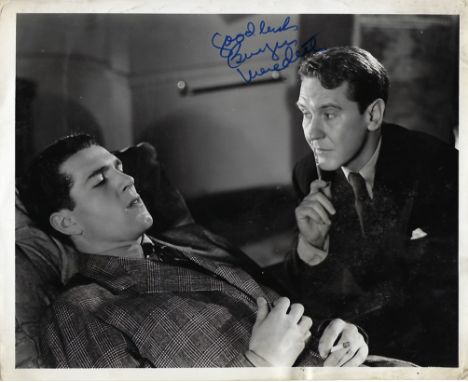 Burgess Meredith Signed photo black and white 10 x 8 inch. From Mine Own Executioner. Inscribed Good luck. Condition report o