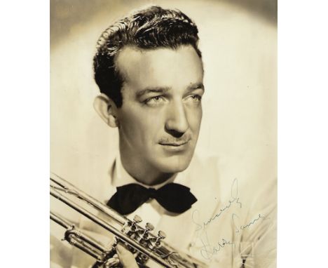 Harry James Signed 8 x 7 inch sepia photo autograph a little light, Several minor creases across bottom r-h corner, tape mark