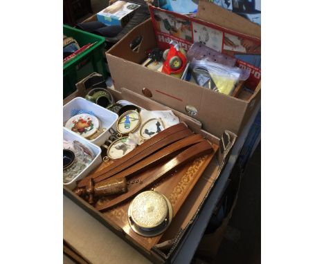 2 BOXES INC. ORNAMENTS, SANDER, WOOD TABLE ETC.