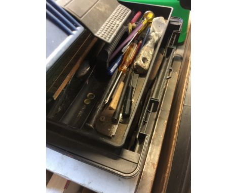 BOX OF TOOLS & A FUEL CAN
