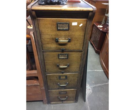 1920S VINTAGE OAK FILE DRAWERS WITH BRASS HANDLES. H134CM. W45CM