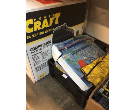 A CRATE OF MIXED TOOLS AND A BOX CONT NAP SACK SPRAYER