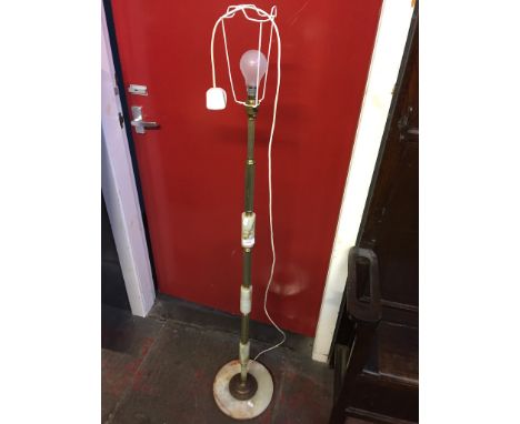 ONYX EFFECT AND BRASS LAMP STANDARD