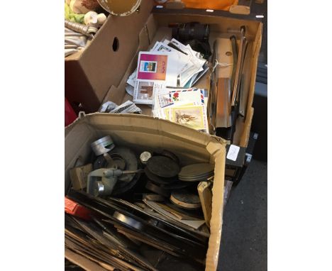 2 BOXES OF FILM REELS, FIRST DAY COVERS ETC