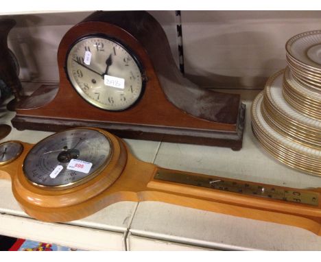 NELSON HAT CLOCK AND A BAROMETER F2CONDITION: THERE IS NO THERMOMETER IN BAROMETER, FINGER ON DIAL LOOSE AND GLASS MISSING.