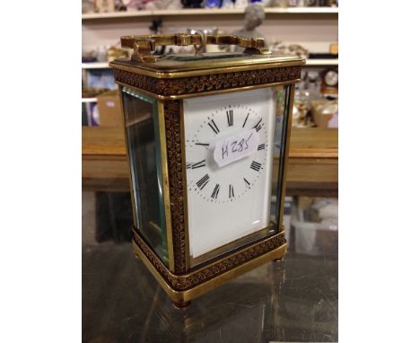 FRENCH BRASS CARRIAGE CLOCK CIRCA 1900    C