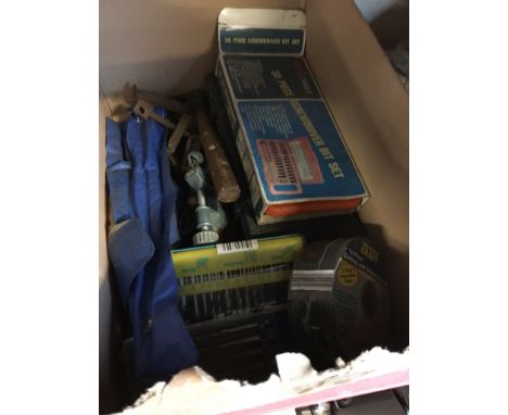 A BOX OF MIXED TOOLS ETC
